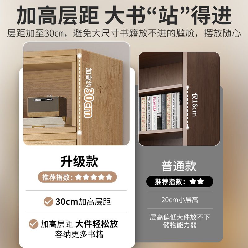 儿童防尘收带家用门储物柜置物架书柜新款玻璃柜子书架落地全实木