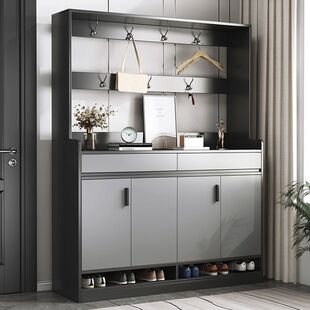 鞋柜鞋架门口进门上档次新款轻奢鞋柜家用结实耐用入户门挂衣组合