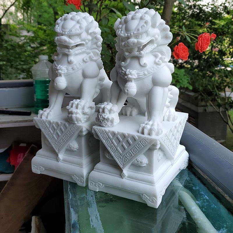 精雕石狮子一对看门摆件工厂直发