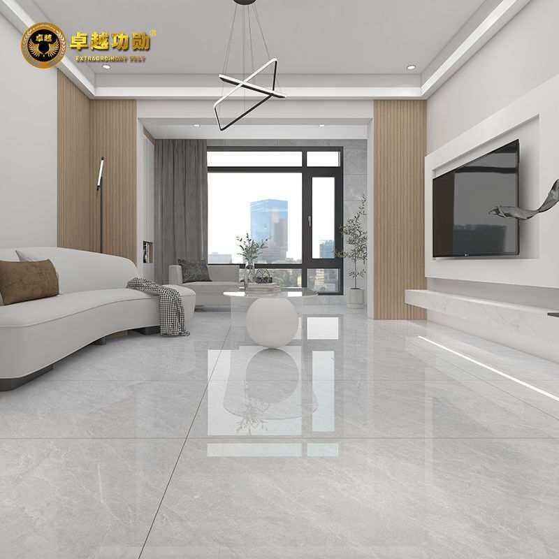 750x1500佛山通体大理石瓷砖大板浅灰色简约现代客餐厅耐磨地