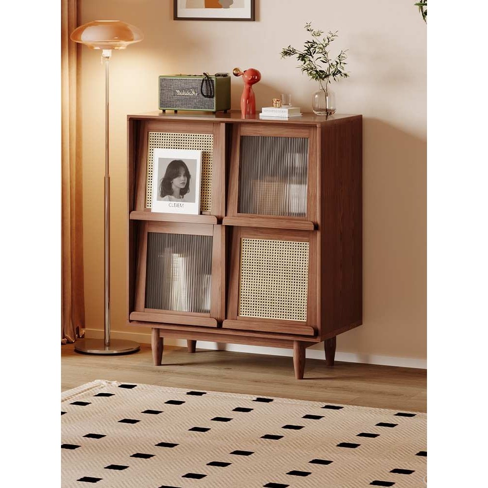 实木书柜收纳柜储物柜一体日式藤编杂志柜玻璃置物带客厅边柜窄g&,农机/农具/农膜,其它农用工具,淘宝优惠券,粉丝福利购,淘宝优惠卷