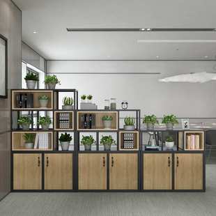 铁艺工业风隔断置物架花架美式复古收纳储物文件柜办公室屏风隔墙