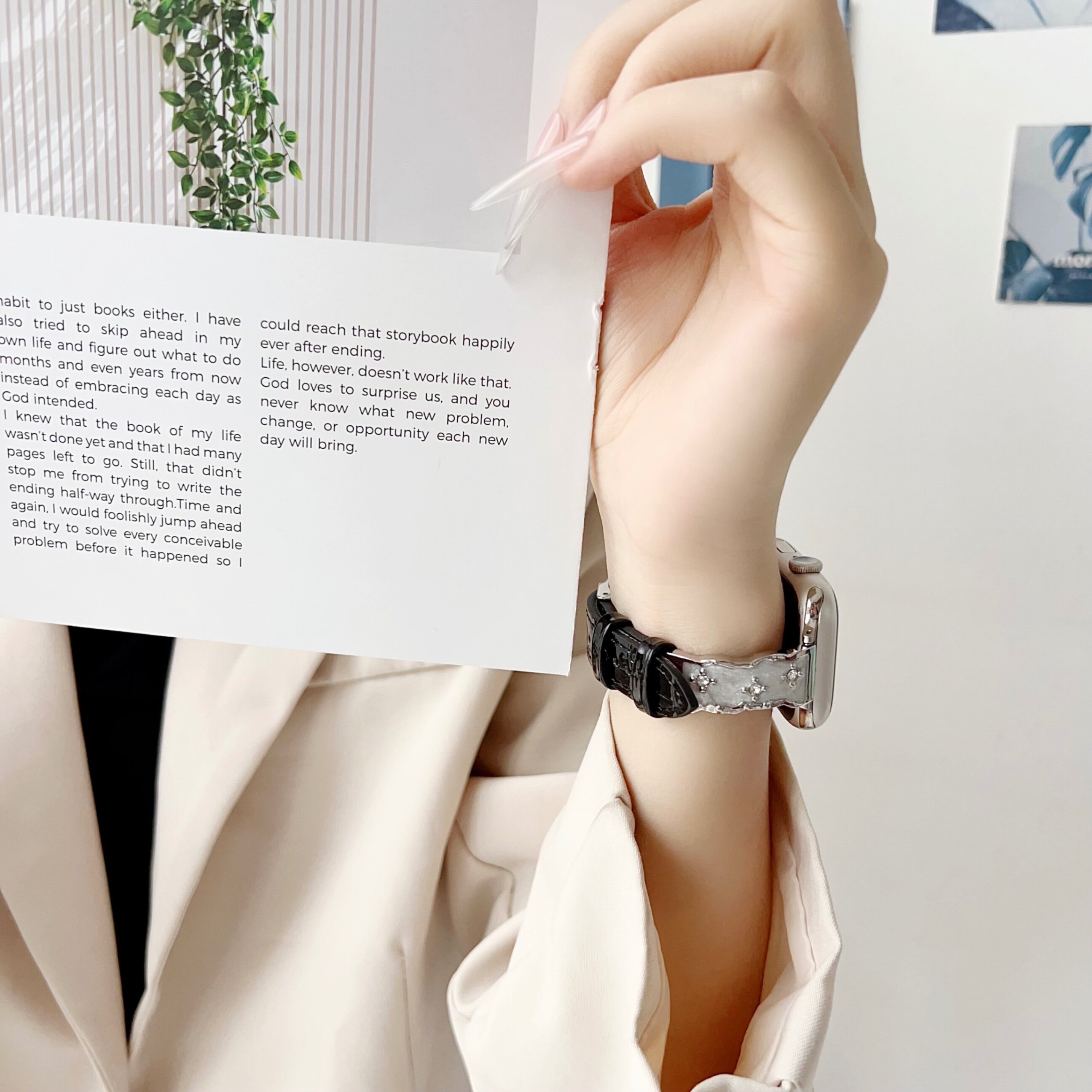 鎏金细钻拼皮竹节纹AppleWatch