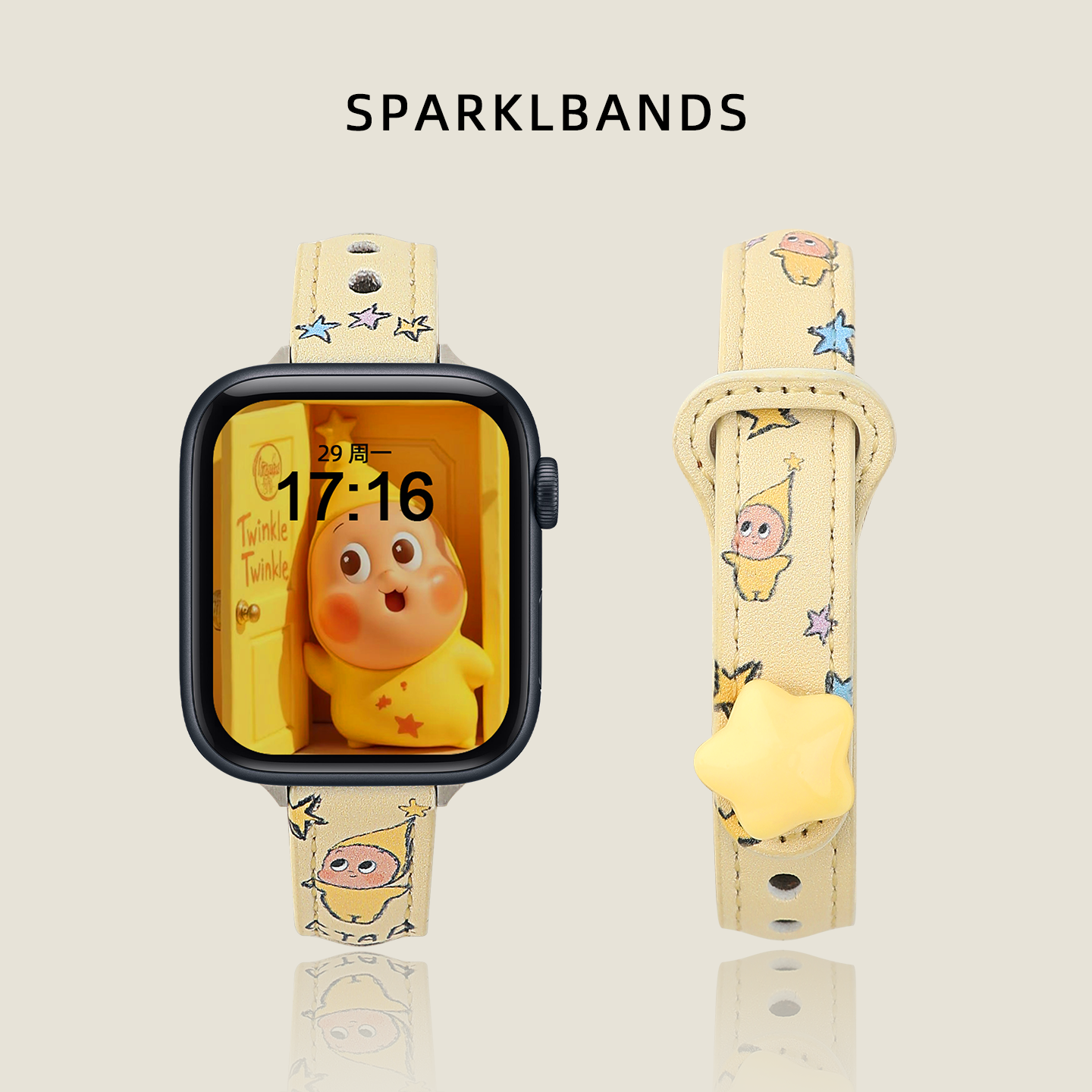 适用于applewatch皮革手表带