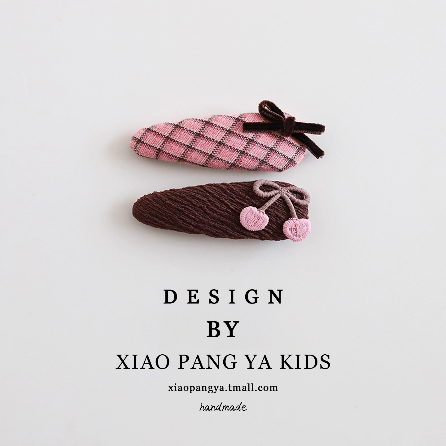 儿童可爱蝴蝶结发夹女童樱桃粉咖