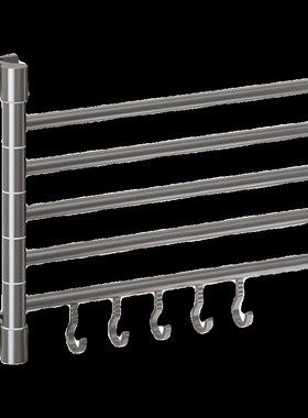 枪灰色旋转活f动毛巾架太空铝卫生间毛巾杆带钩浴室多杆壁挂免打