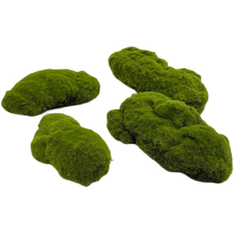 仿真苔藓块植毛石j头大小搭配造景装饰青苔石青苔草坪植绒摆件软
