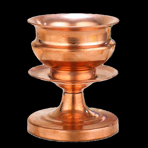 藏式家用红铜h高脚供水碗室内一体式光面供水杯圣水杯桌面净水贡