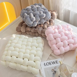 奶油风抱枕纯色h靠枕沙发客厅靠垫午睡枕治愈系靠背垫编织沙发坐