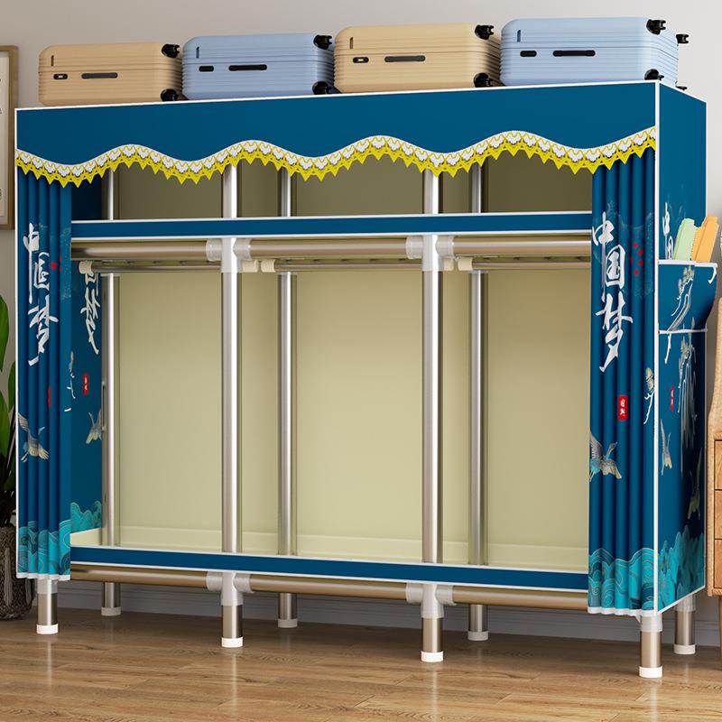 简易衣柜挂衣区多卧室家用布衣柜出租房用收纳衣橱组装挂衣柜L6