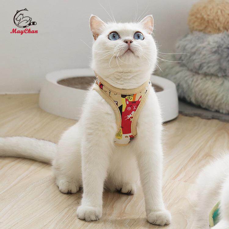 猫咪狗牵引绳胸背带棉 外出防走失防挣脱猫咪背带可调节遛猫绳子