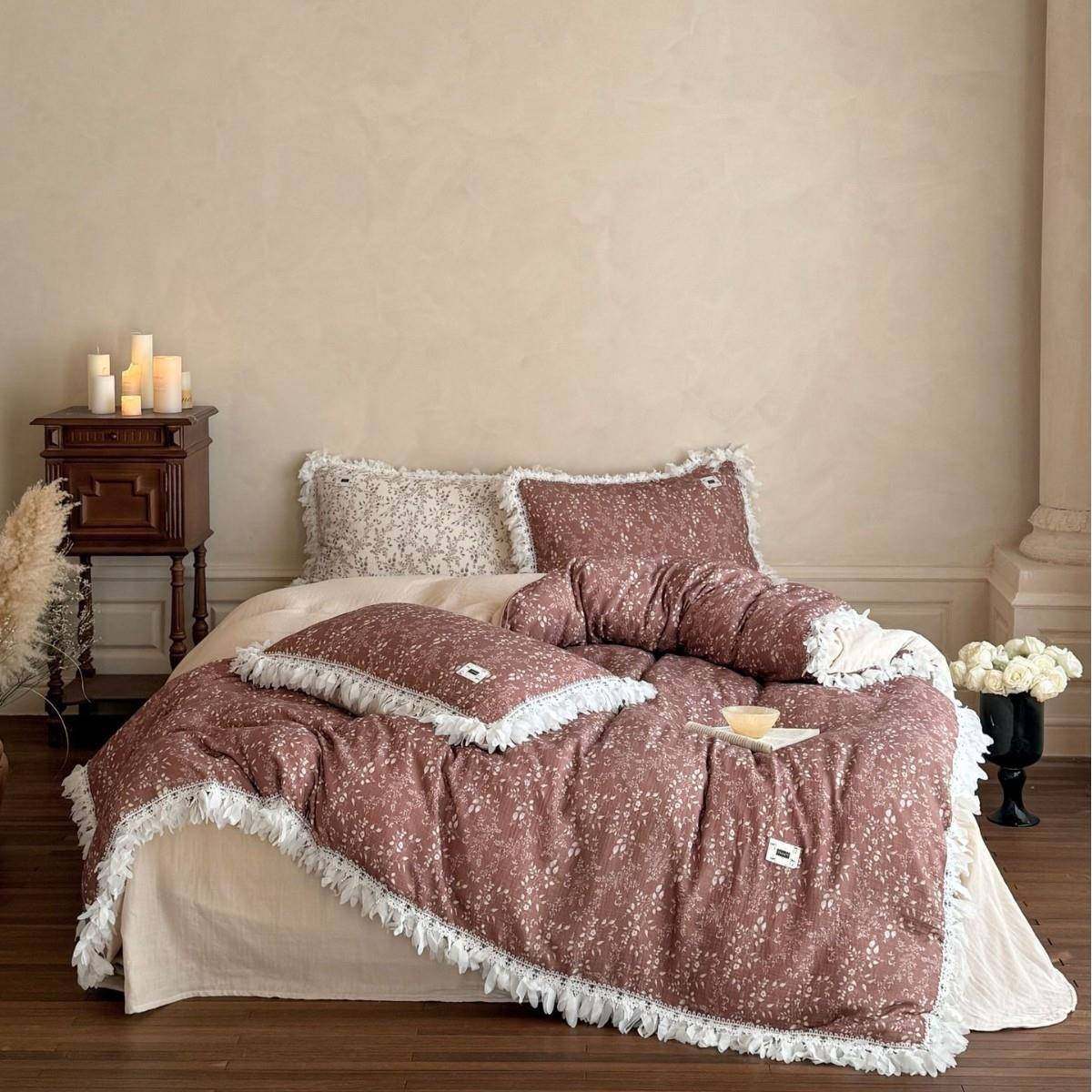 法式浪漫全棉双层皱皱纱四件套蕾丝羽毛花边被套纯棉床单柔软床品,3C数码配件,其它配件,淘宝优惠券,粉丝福利购,淘宝优惠卷