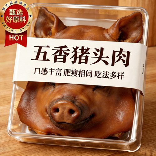 五香香卤猪头肉新鲜现做熟食生鲜即食冷链商用下酒菜广式川菜年货