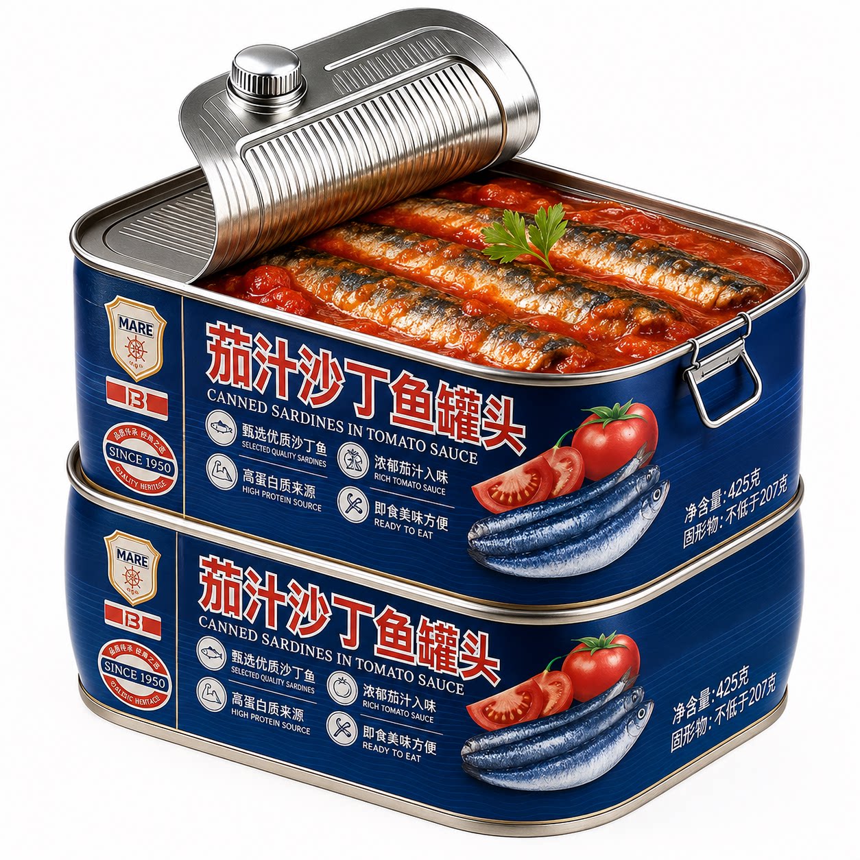 深海沙丁鱼罐头官方旗舰店茄汁沙丁鱼即食肉类熟食海鲜罐头下饭菜