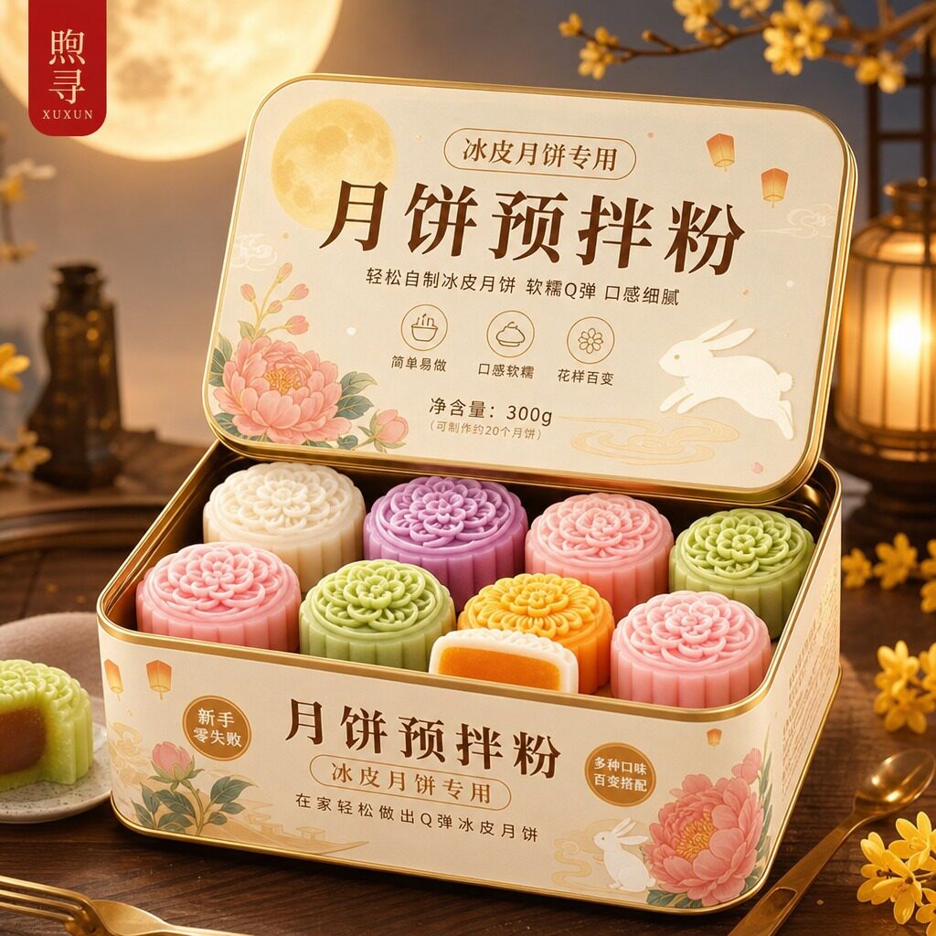 冰皮月饼预拌粉专用粉做月饼的自制材料包全套装diy制作套餐家用