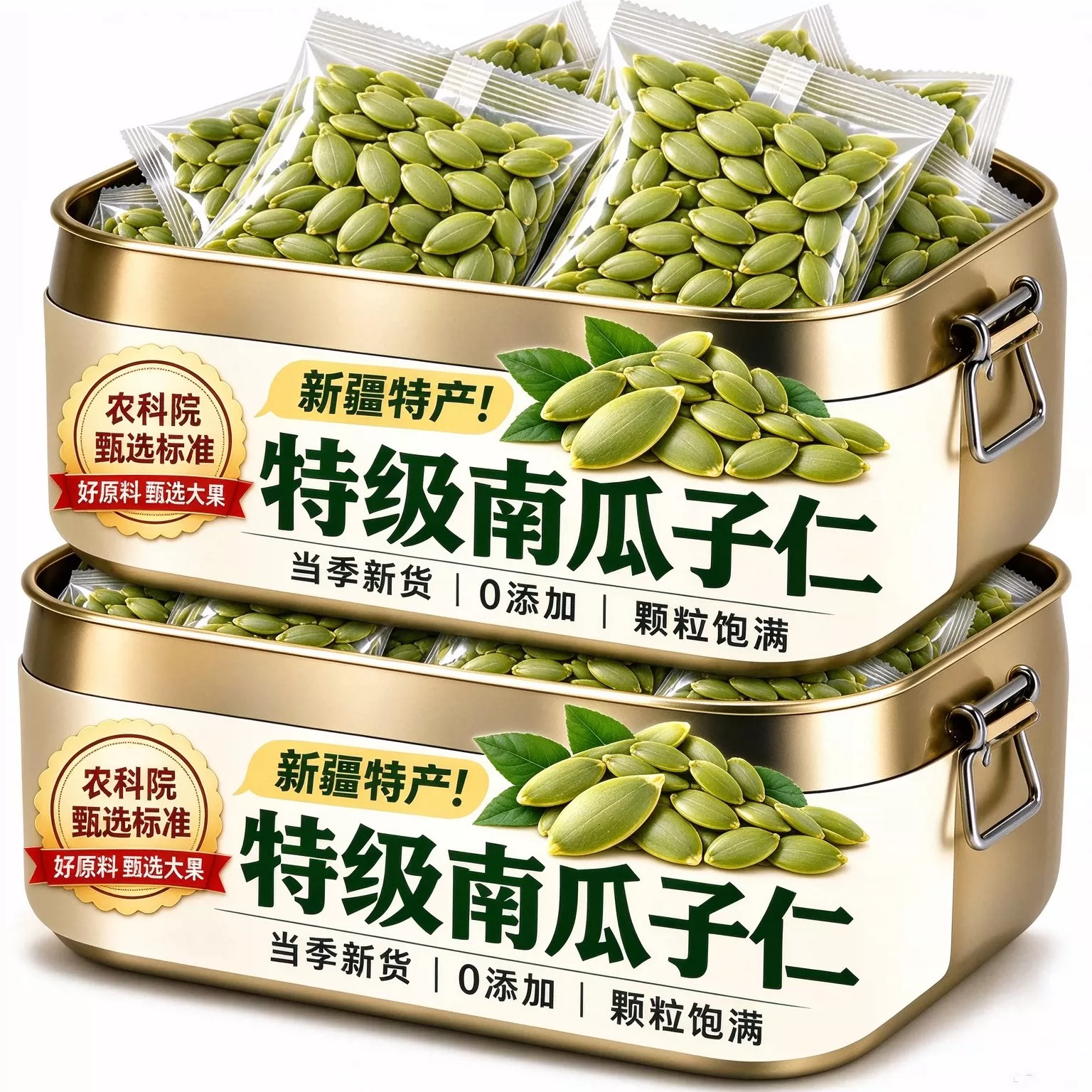 新疆阿勒泰南瓜子仁正宗原味南瓜籽无糖新鲜烘焙去壳罐装新货送礼