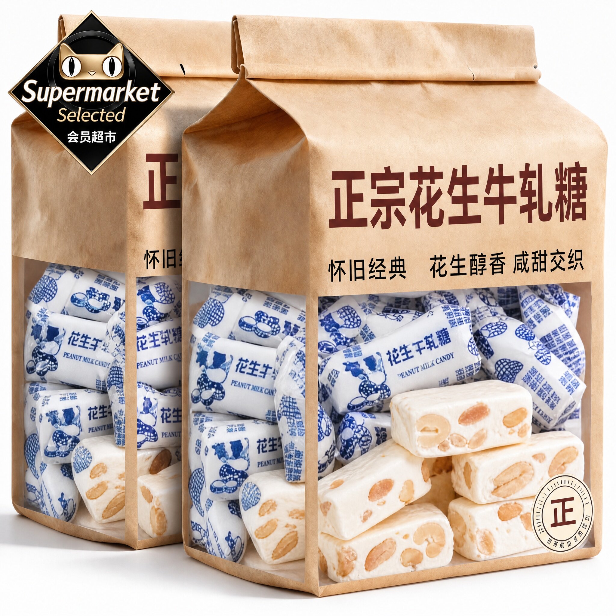 正宗花生牛轧糖官方旗舰店纯手工老式台湾牛轧糖咸牛轧糖怀旧糖果