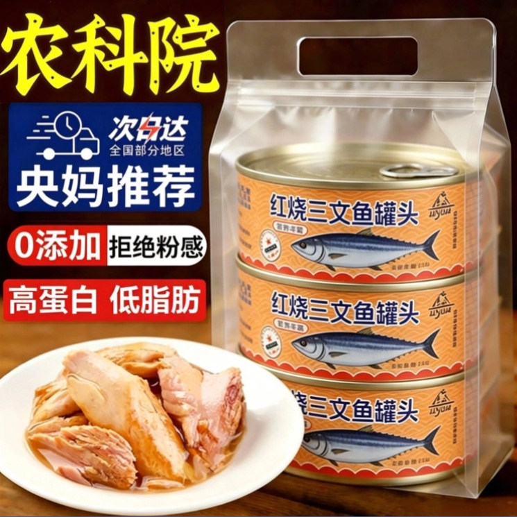 三文鱼罐头人吃即食三文鱼块罐装无刺三文鱼鱼罐头100g鲑鱼肉罐头