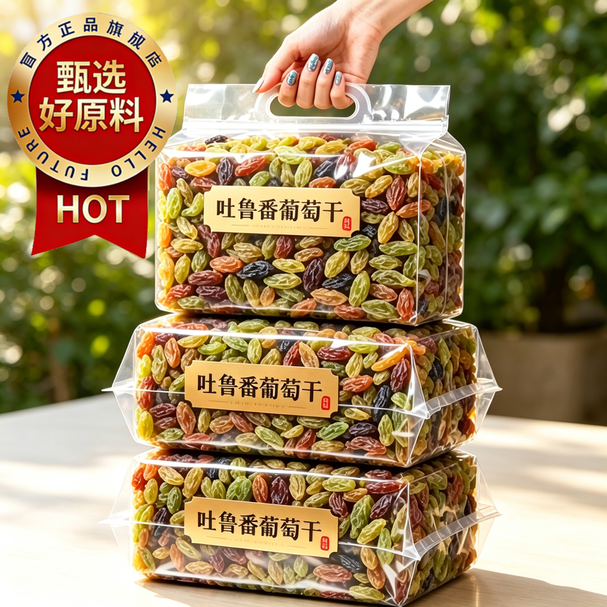 一口蜜香新疆特产干果正宗吐鲁番特级绿香妃葡萄干特大无籽香妃王