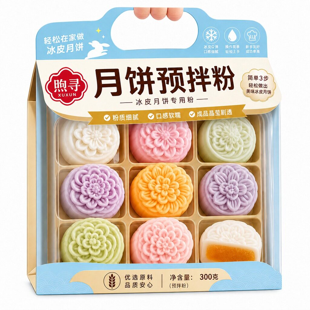 冰皮月饼预拌粉专用粉做月饼的自制材料包全套装diy制作套餐家用