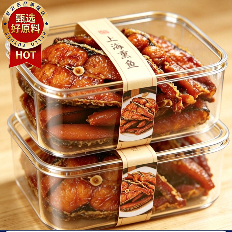 【老字号】上海特产熏鱼开袋即食熟食酥鱼腌制咸鱼爆鱼排卤味零食