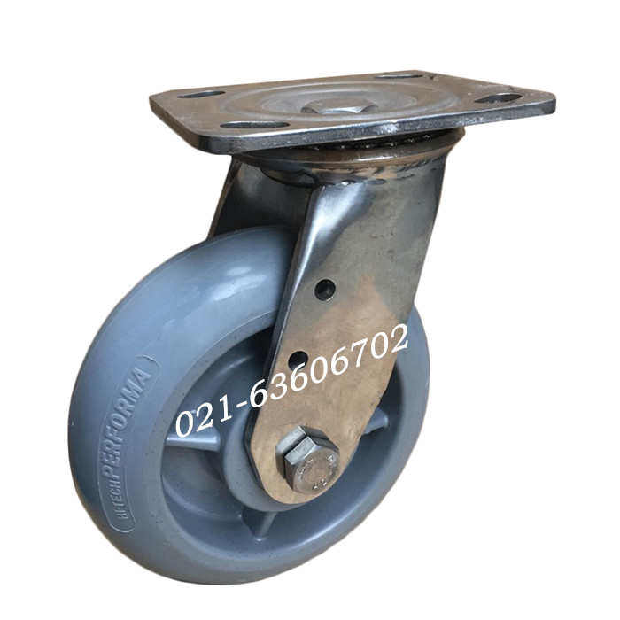 6x2超重型304不锈钢静音平板耐腐万向轮防锈脚防水轮子工业手推车