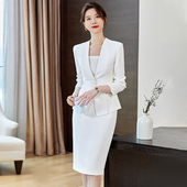气质职业套装 春秋时尚 裙高端女神范主持人医美工作服 正装 白色西装