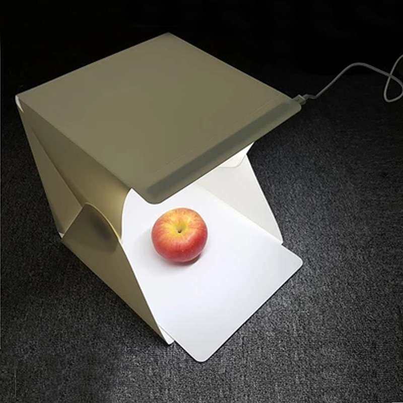 小型摄影柔光灯箱 2色背景布1灯便携式折叠LED迷你摄影棚柔光箱
