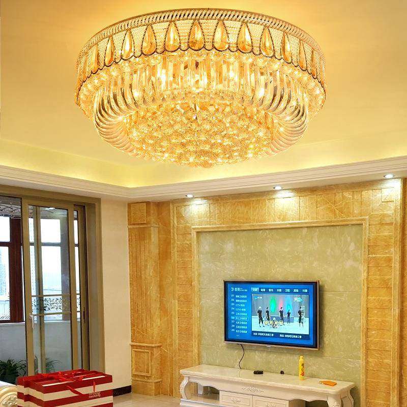圆形客厅灯酒店工程水晶吸顶灯金色新款LED灯具家装生产厂家直销,家装灯饰光源,客厅吸顶灯,淘宝优惠券,粉丝福利购,淘宝优惠卷