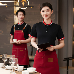 印绣logo 夏季 短袖 polo衫 餐饮酒店火锅烧烤饭店餐厅烘焙服务员工装