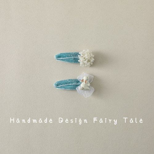 韩版串珠网纱兔子丝绒发夹宝宝甜美蝴蝶结水滴掰掰夹侧边刘海夹