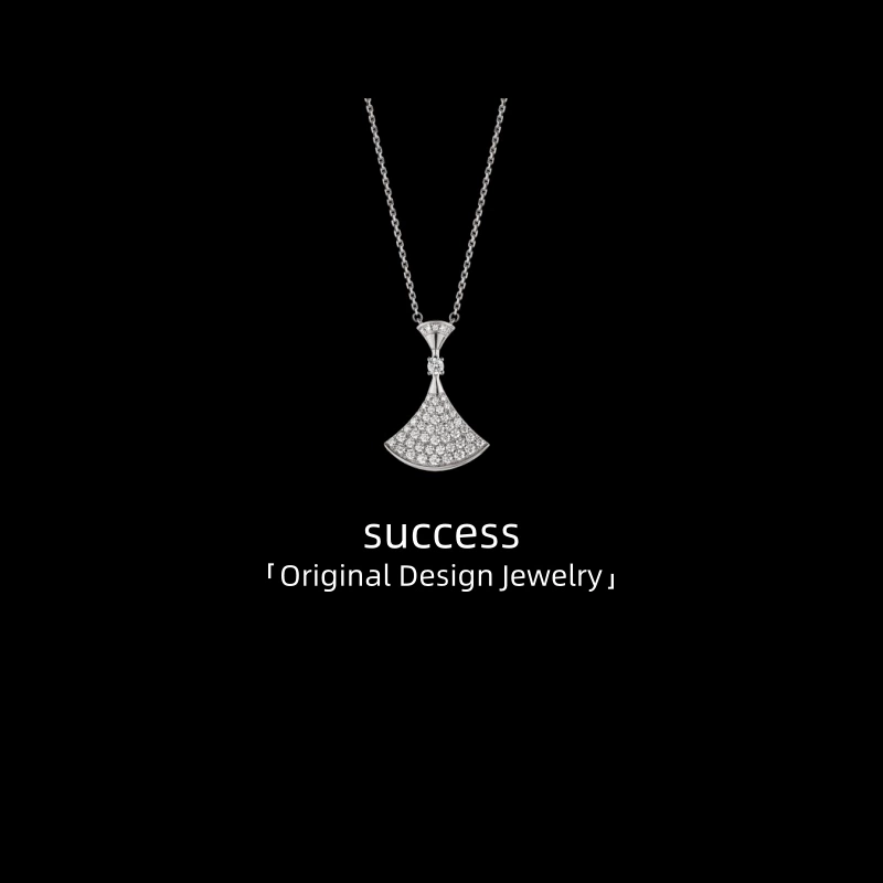 「Su原创设计」裙子项链女2025爆款白贝母扇子轻奢精致送女友礼物