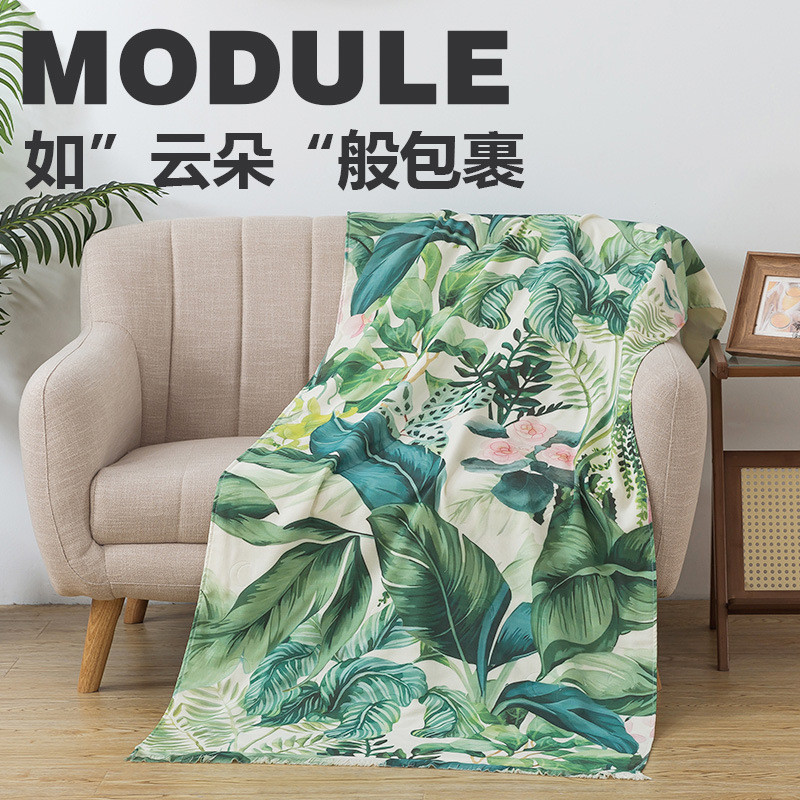 JOYLEO新款高档纯棉纱布浴巾植绒