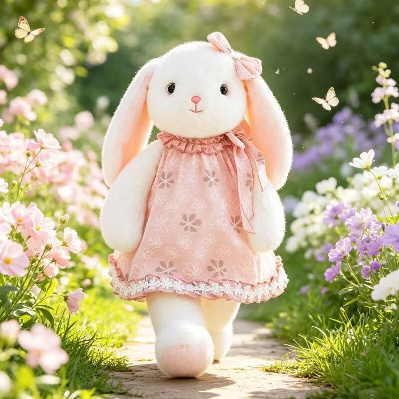 正版伊呀呀克洛芙兔子毛绒玩具蝴蝶结连衣裙长耳朵挂件公仔送女生