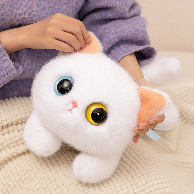 赛特嘟嘟可爱大眼猫咪毛绒小猫公仔大眼睛白色玩偶PP棉填充礼物