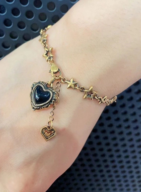 星星黑桃心手链复古网红明星同款高颜值个性ins风手链生日礼物