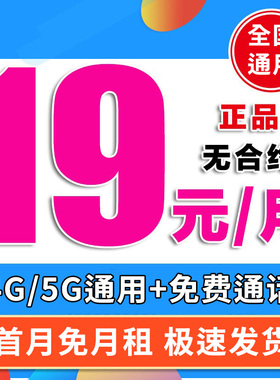 流量卡纯上网全国通用无线大流量卡5G不限速手机电话卡4G