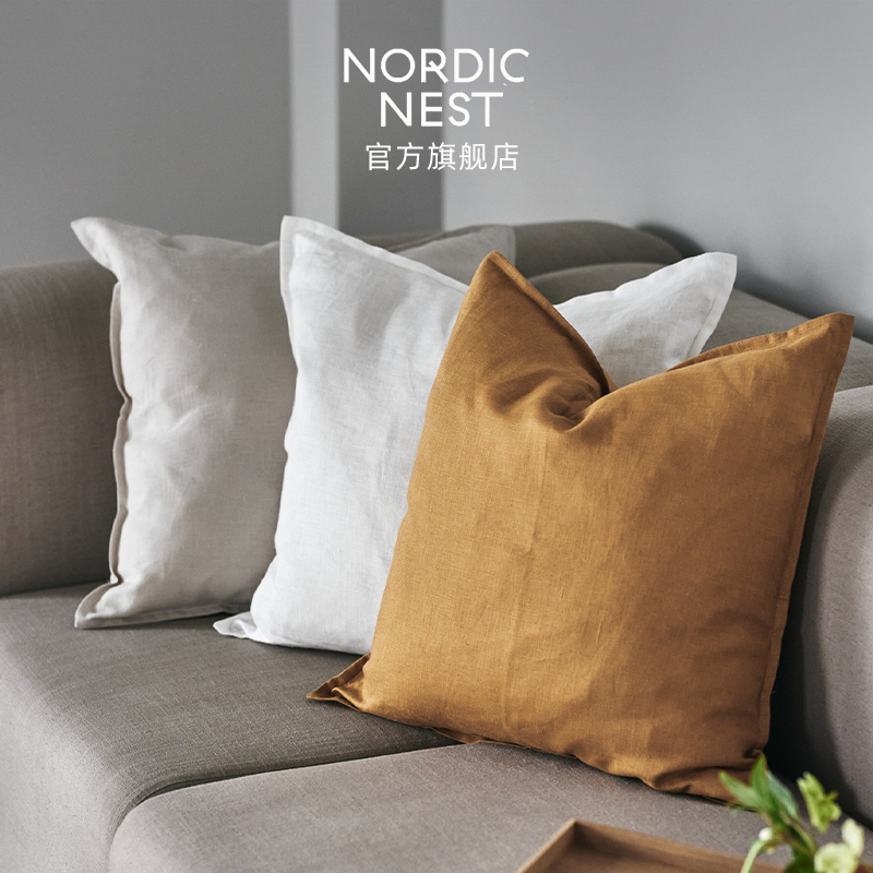 Scandi Living卡尔马Calm系列莫兰迪色系北欧亚麻抱枕套50cmx50cm