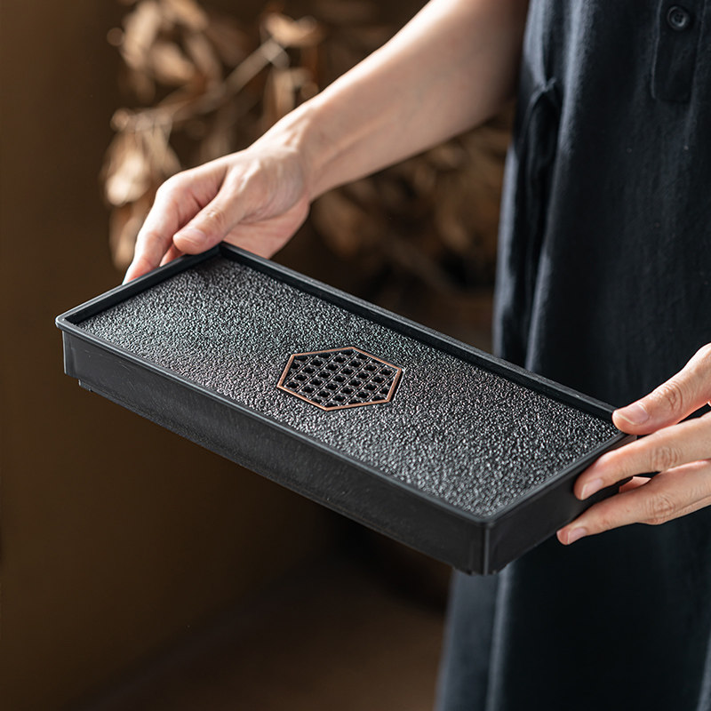 友爱小号茶盘日式简约长方形储水茶盘托盘茶具家用干泡盘茶台两用