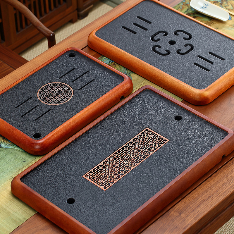 高档仿乌金石茶盘家用茶台沥水盘茶托盘茶具2024新款茶海套装干泡