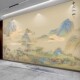千里江山图壁纸卧室茶式 壁画国画山水画立体电视背景墙纸客厅墙布