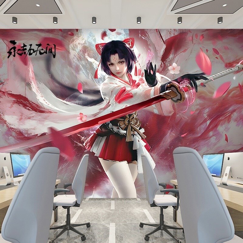 电竞馆酒店壁纸书房专用卧室墙客厅咖装修墙布游戏主题背景墙壁布