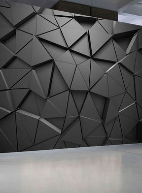 黑色几何科技感墙纸办公室前台装饰壁画健身背景墙壁纸直播工业风