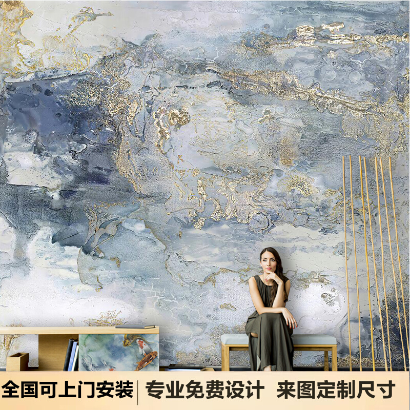 北欧抽象艺术油画墙布纹理3D壁纸