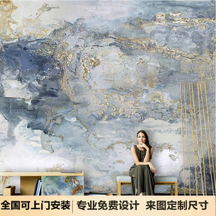 北欧抽象艺术油画墙布立体背景壁纸客厅电视背景墙纸沙发轻奢壁画