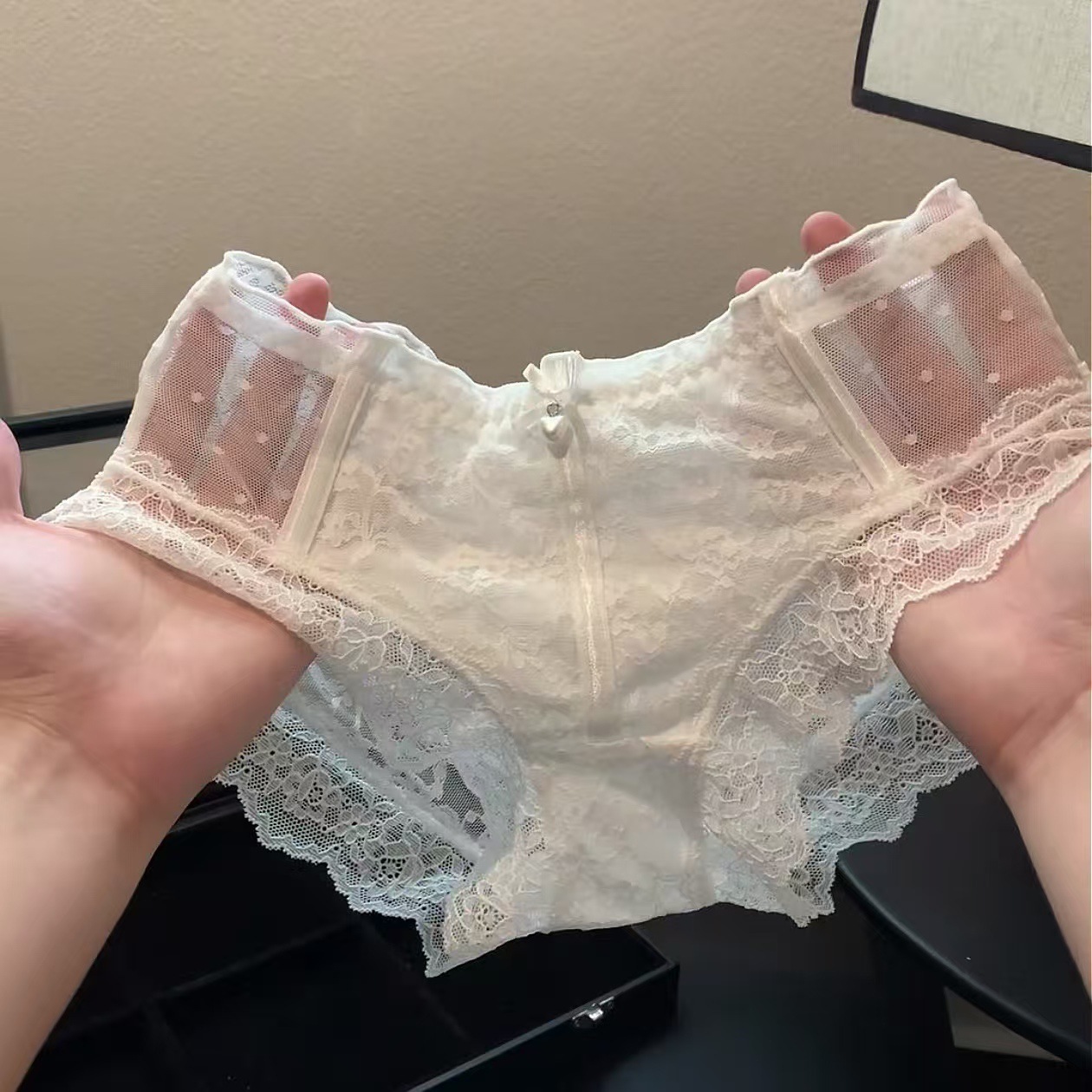 花影雾纱~女生日系纯欲风内裤女镂空蕾丝中腰新款夏薄款内裤女