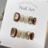 可唯 元 气家秋冬新款 美拉德色系穿戴甲短款 显白高级感nails