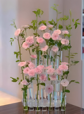 客厅轻奢玻璃试管花瓶插花摆件