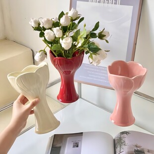 2026新款高颜值花束陶瓷花瓶插花水养可装水客厅高档装饰品摆件大