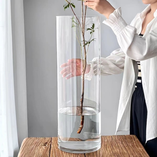 加大号亚克力防摔花瓶摆件客厅插花透明水养富贵竹直筒轻奢醒花桶